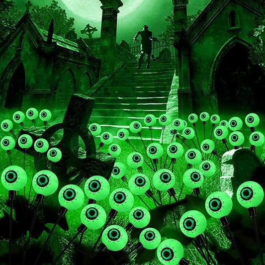 Aogist Halloween Decorations Eyeball Swaying Firefly Light Bright Long Standby Time Waterproof Outdoor Lights for Beautiful Spaces Garden Yard Lawn Pathway Porch Party Decor(Green, 4 Pack-24 LEDs)