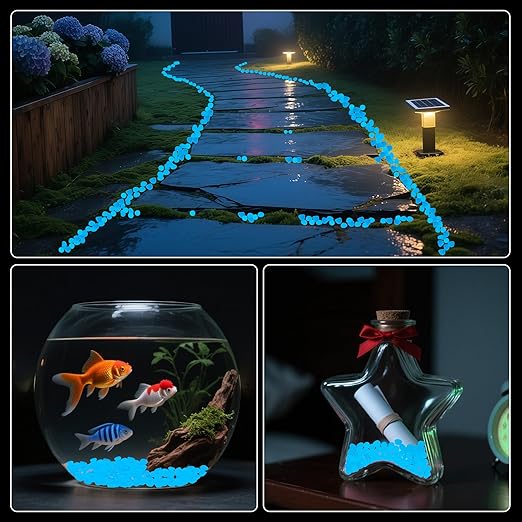 Glow in The Dark Rocks Outdoor Garden Pebbles Stones, 2.2Lbs White Fish Tank Glow Rocks Resin Glowing Pebbles for Garden/Aquarium/Planter/Walkway/Driveway