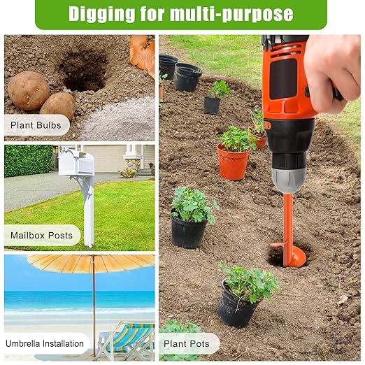 Threaded Auger Drill Bit Pro, 3''x 12'' Garden Auger with Self-Tapping Screw & Reinforced Weld, 3MM Heavy Duty Spiral Drill Bit for Drill, for Bulbs Flowers Plants Post Hole Digger