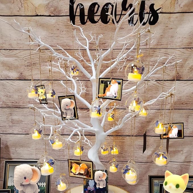 3.15"/ 8cm Hanging Tealight Candle Holder Glass Globes Air Plant Orb Glass Candlestick Lights Terrariums Candles Terrarium Vase Containers Home Decor Indoor Outdoor Garden DIY Gifts (6)