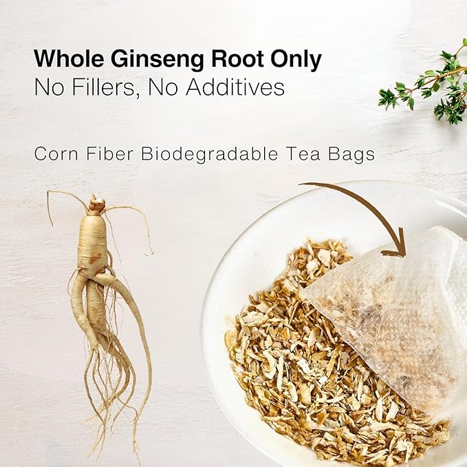 Ginseng Tea Bags – 45 Count | Natural Kidney Cleanse Detox & Repair Tea for Men & Women | Herbal Ginseng Root Tea for Kidney Health Support | Caffeine-Free