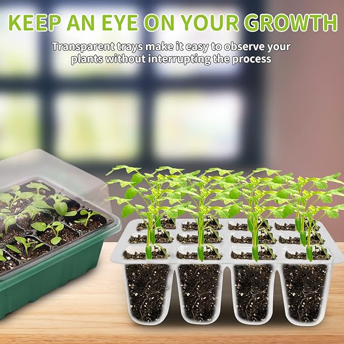 NAMOTEK Plant Heat Mat with 5 Set Seed Starter Tray & Humidity Domes, 60 Cell Trays Germination Station Cloning Kit