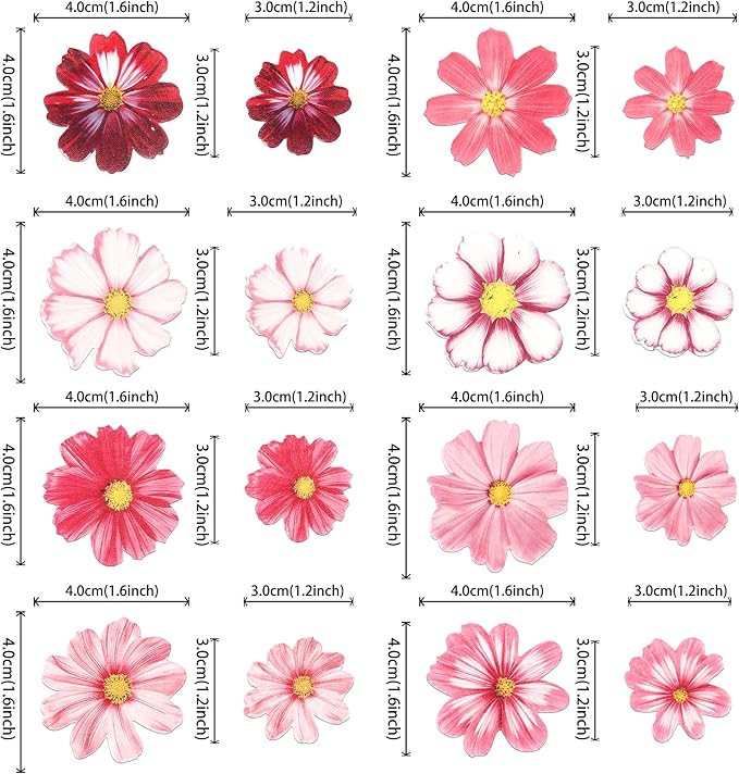 65 PCS Edible Gosang Flowers Cupcake Toppers Wafer Paper Flower Birthday Party Decorations Edible Hibiscus Wildflower Cupcake Picks for Baby Shower Wedding Birthday Party Cake Decorations Supplies