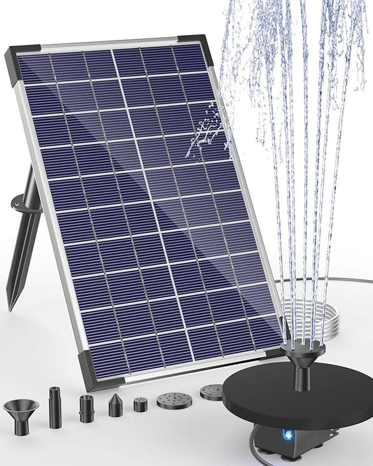 Biling Solar Water Pump for Bird Bath, 6.5W Solar Panel Kit Outdoor Solar Fountain with DIY 5ft Tubing for Small Ponds Garden and Pool