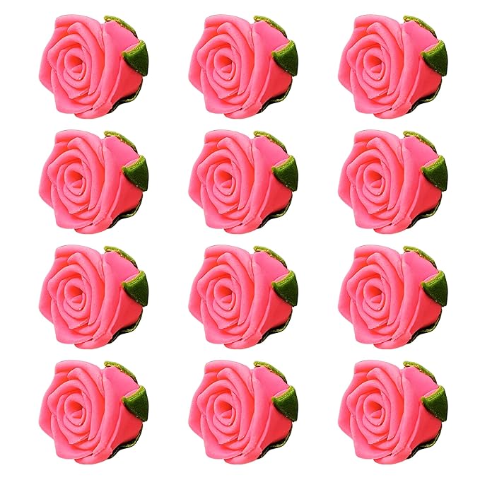 Confect Hot Pink Edible Roses – 12 Pack for Cake & Cupcake Decorating – Vegan, Gluten-Free Floral Toppers for Desserts, Nut-Free & Dairy-Free