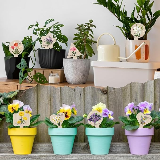 Plant Label Signs- 15PACK Flower Plant Markers, Herb Plant Tags for Outdoor Garden Waterproof, Gardening Supplies with Names, Indoor Patio Tags for Greenhouse Flowers Greenery Seedling