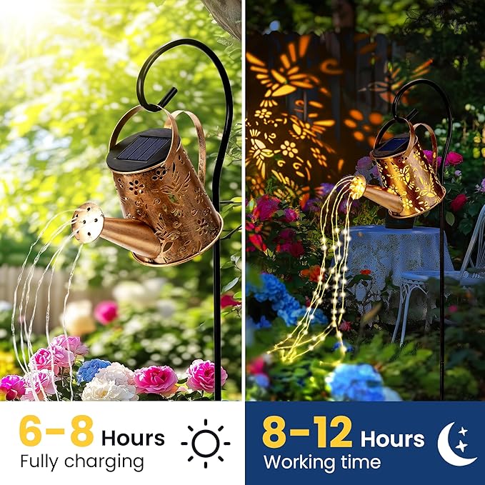 Solar Lights Outdoor Garden Decor, Solar Lanterns Watering Can Lights Gardening Gifts for Mom Women Grandma Birthday, Hanging Lights Outdoor Decoration for Yard Porch Patio Backyard