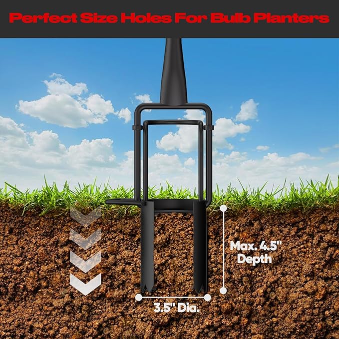 Long Handle Bulb Planter Tool, Standing Gardening Bulb Transplanter, Turf Remover Lawn Inserter - for Digging Holes