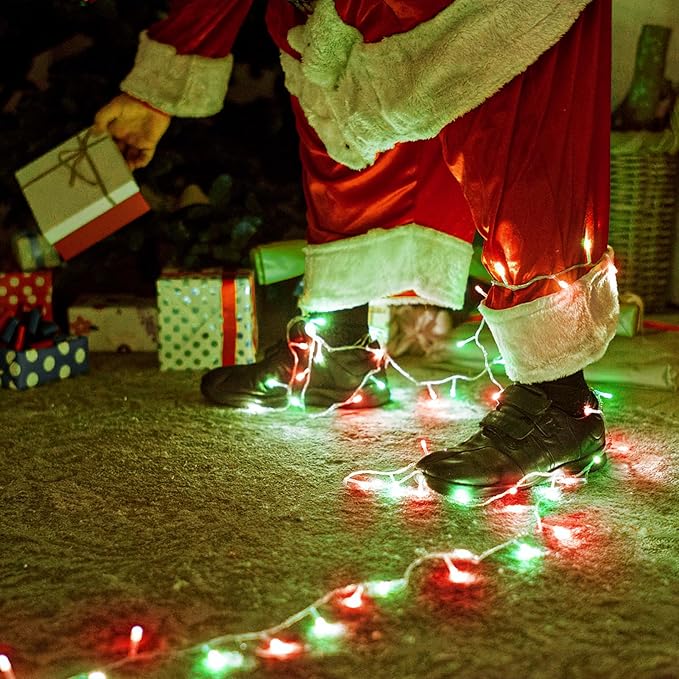 300 LED Christmas Lights Outdoor - 99ft Extra Long Christmas String Lights 8 Modes Plug in Waterproof Fairy Lights with Timer Memory for Indoor Outside Bedroom Home Party Decoration, Red&Green