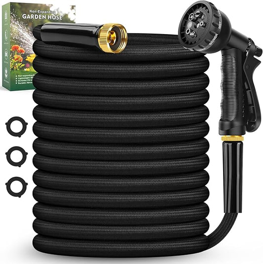 Garden Hose 100FT, Non-Expanding, Lightweight Hose With 8 Function Nozzle, Leak-Proof, No-Knot, Easy to Carry, Wear-Resistant, Sturdy, Flexible, 3/4GHT, Water Hose for Yard, Garden, Outdoor