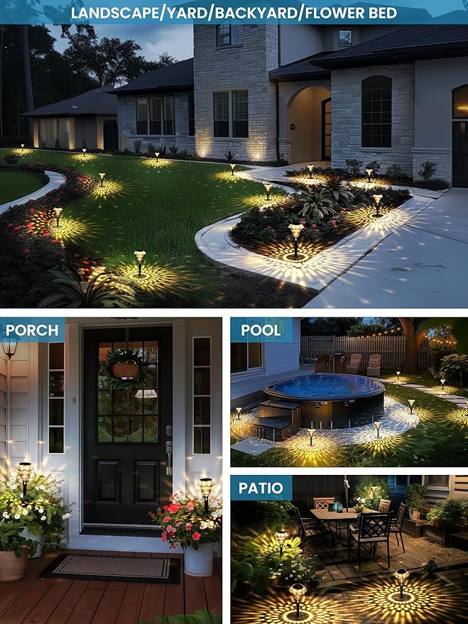 SOLPEX Solar Pathway Lights Garden Decor for Yard, Garden Lights Solar Powered Waterproof Landscape Lighting, Solar Outdoor Lights Porch Decor for Path Walkway Driveway (6 Pack Warm White)