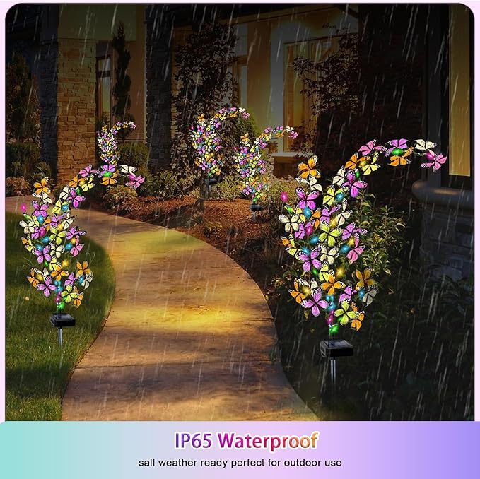 Solar Garden Lights Outdoor, 2 Pack New Sunflower Light for Outside, Solar Willow Vine Light with 46 LED Sunflowers, Waterproof Decor for Yard, Patio, Pathway, Gardening Gifts (2Pack Butterfly)