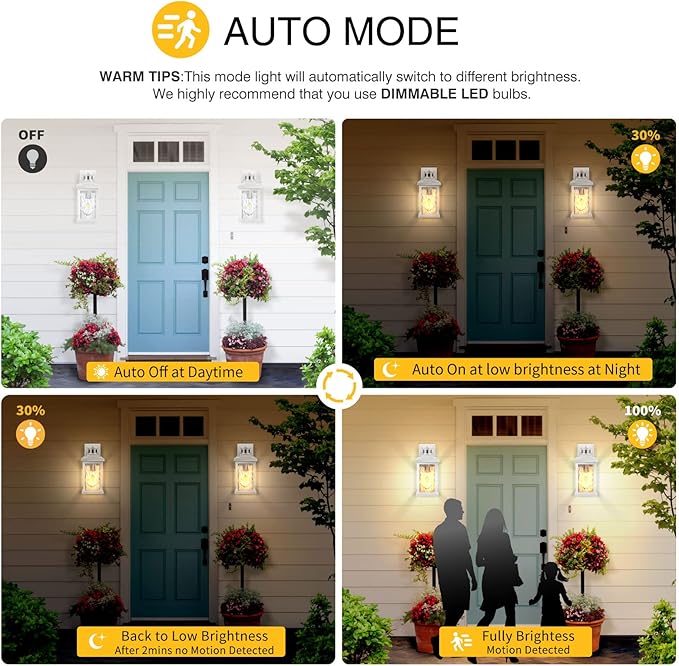 VIANIS Motion Sensor Outdoor Lights, White Dusk to Dawn Outdoor Lighting Wall Mount, Aluminum Waterproof Modern Exterior Garage Lights, Outdoor Lanterns for Front Porch Patio, Entryway, Front Door…