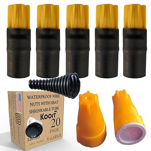 UL Listed Waterproof Wire Connectors with Heat Shrink tubing for Outdoor Caps Sprinkler LED applicate in Wherever Corrosion Exists, Moisture (20, XLargeHeatShrinkable)