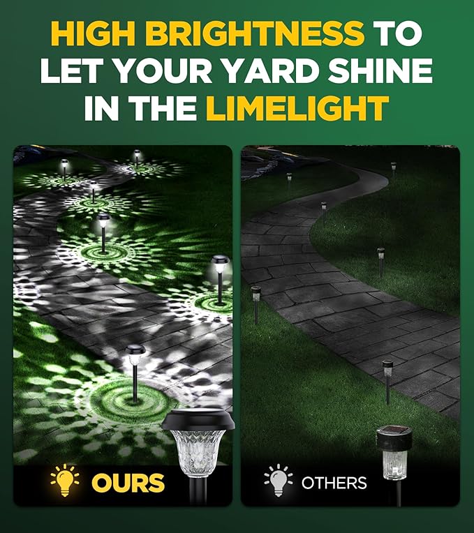 10 Pack Ultra Bright Solar Lights Outdoor Waterproof, from Dusk to Dawn Up to 12H Solar Light for Outside, Auto On/Off Solar Powered Garden Pathway Lights, Landscape Lighting (Cold White)