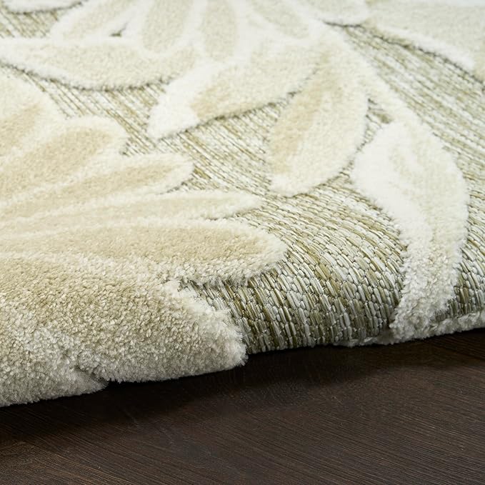 Nourison Aloha Ivory Sage 3'6" x 5'6" Area Rug - Easy Clean, Non Shedding, Bed Room, Living Room, Dining Room, Kitchen (4' x 6')