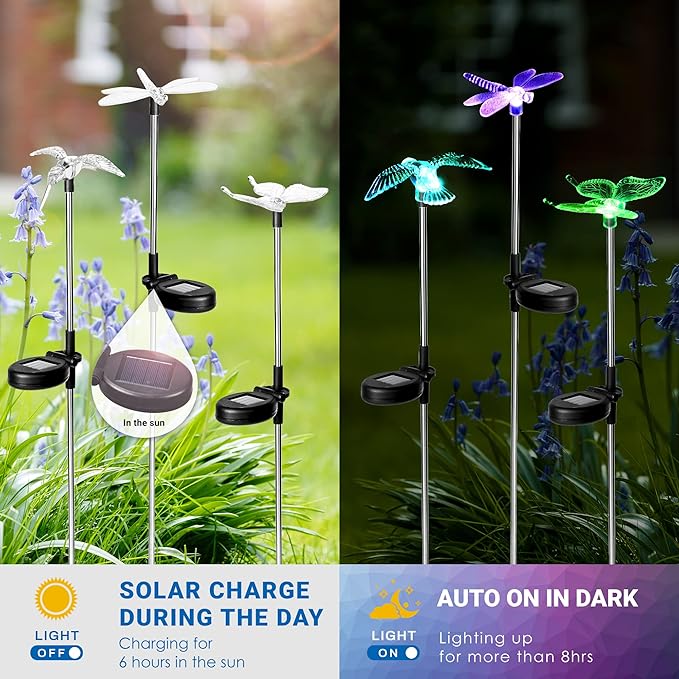 SOLPEX Solar Garden Lights, 3 Pack Solar Butterfly Lights Yard Decoration, Multi-Color Changing LED Solar Light Stakes, Solar Yard Lights for Garden, Patio, Lawn, Solar Bird Lights