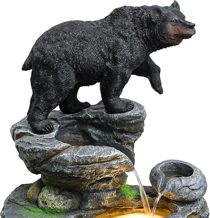 44" Outdoor Fountains and Waterfalls LED - Patio Water Fountains Outdoor for Outdoor Gardens Backyards Lawns Balconies Landscaping and Outdoor Living Spaces