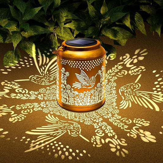 Hyrion Hummingbird Solar Lanterns Outdoor Waterproof Metal Hanging Lights, Garden Decor Gifts for Women, Mom, Grandma Solar Decorations for Yard, Patio, Backyard, Porch, Lawn, Tabletop, Walkway