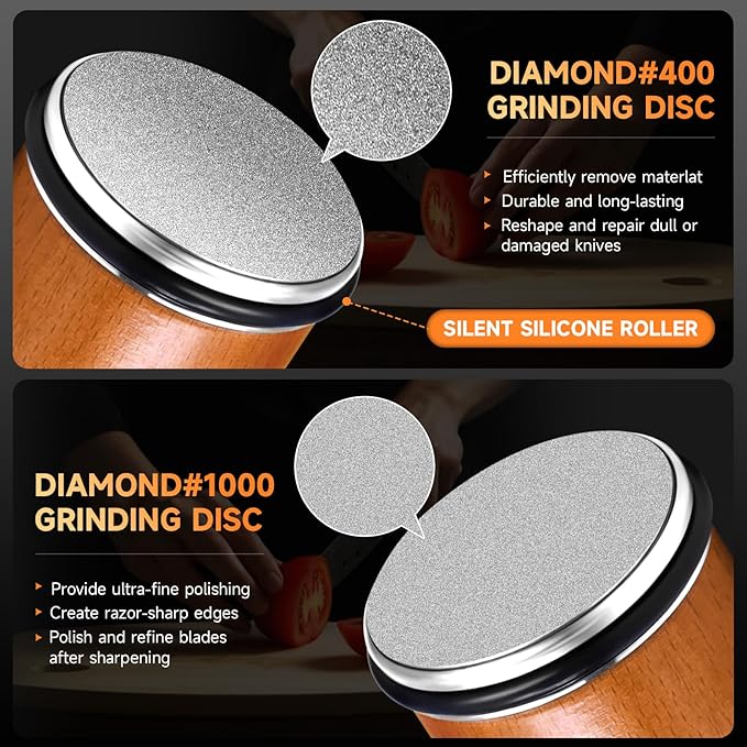Rolling Knife Sharpener Tool Kit, Multi-Angle Diamond Roller Knife Sharpener for Kitchen Knives, Four Angles Offers 15&18& 20&22 Degree Sharpening, 4 Angle, Kitchen Gadgets & Gift
