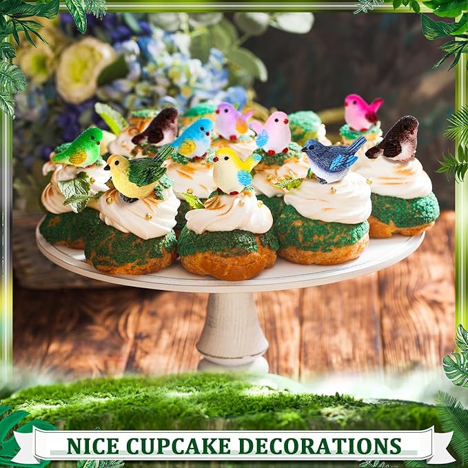 Wenqik 100 Pcs Mini Resin Bird Figurines Miniature Small Birds Figurines Realistic Animal for Fairy Terrarium Craft Garden Accessories Home Ornament Micro Landscape Birthday Cake Toppers Decor