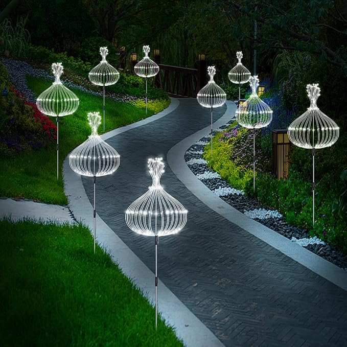 6 Pack Outdoor Solar Garden Lights, 120 LED Waterproof Solar Lamps Decorative, Fireworks Lamp, 8 Modes Landscape Lights with Remote for Pathway Backyard Walkway Patio (Cool White)