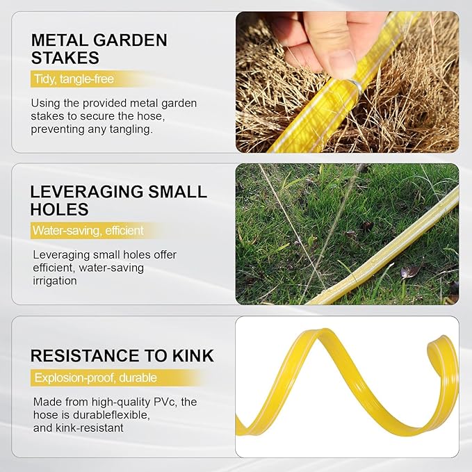 3-Pack Sprinkler Soaker Hose 25 ft (75 ft Total) – Flexible Sprinkler & Drip Irrigation System for Lawn, Garden & Yard Watering, Heavy-Duty, Leak-Proof & Easy to Use