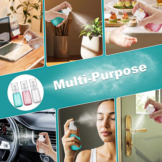 Travel Spray Bottles TSA Approved 3 Pack (2.5oz/75ml) –Leak Proof Fine Mist Refillable Empty Plastic Spray Bottles for Perfume, Essential Oils, Toners, Hair & Face Mist(75 ml)