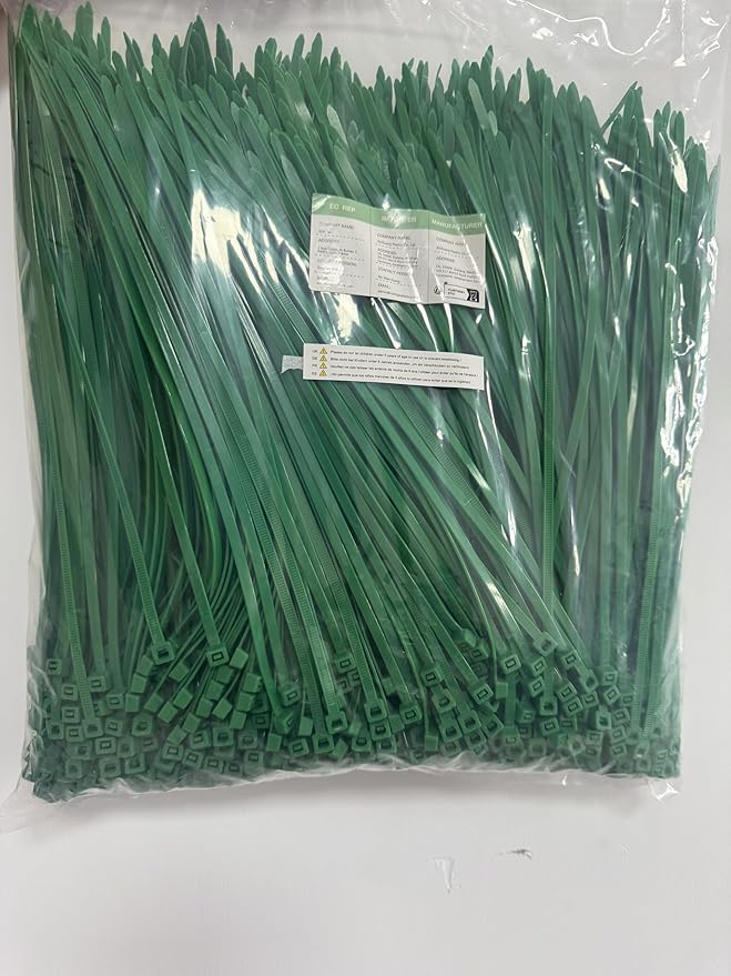 XINGO 1000 PCS Green Zip Ties 8 Inch, 60 LBS Tensile Strength, Self-Locking Nylon Plastic Nylon PA66 Wire Ties for Indoor and Outdoor Use