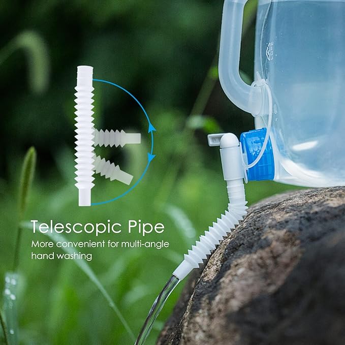 Collapsible Water Container with Spigot, 2×5.3 Gallon BPA Free Camping Water Storage Jug Carrier for Outdoors Hiking Backpack RV&Emergency, Survival Water Canteen-Portable Foldable Transparent