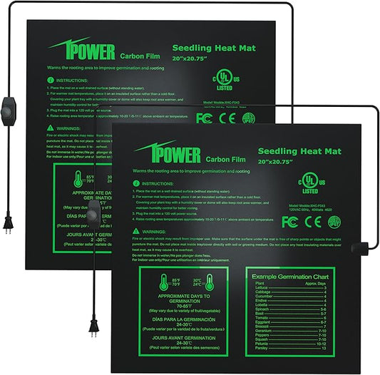 iPower 2 Pack 20" x 20.75" Seeding Heat Mat Adjustable Temperature Waterproof Durable Hydroponic Plant Heating Pad for Germination Starting