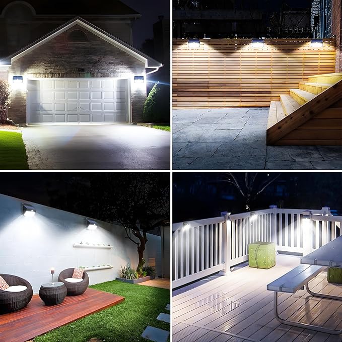 Solar Lights, 150 LED Outdoor 2 Pack, Motion Sensor, IP65 Waterproof, 3 Modes, Solar Powered, for House, Garden, Fence, Patio, Garage