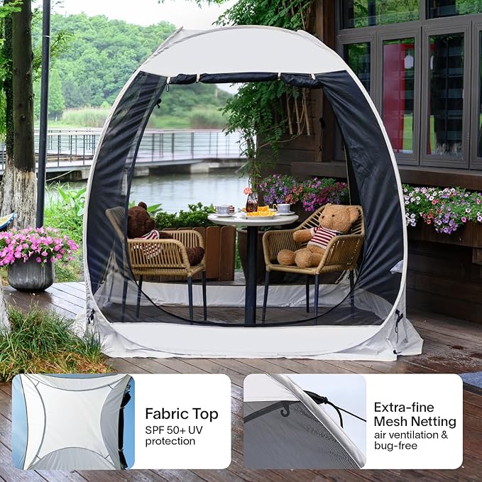 Alvantor Screen House Gazebo, 6-10-15 Person Pop Up Igloo Screened Canopy Tent with Mosquito Netting Sides, Instant UV Resistant Sun Shelter for Garden, Patio, Backyard