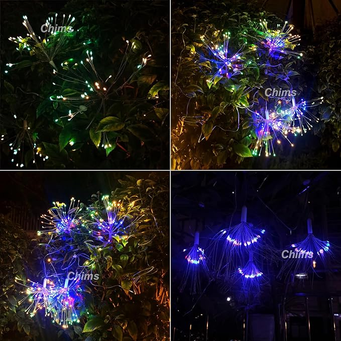 4 Pack Star Firework LED Light Tree Lights Hanging Fairy Light with Remote Colorful RGB Lighting Star Sphere Lights Decoration Lights for Bedroom Patio Tree Outdoor Party Christmas Decor Bar
