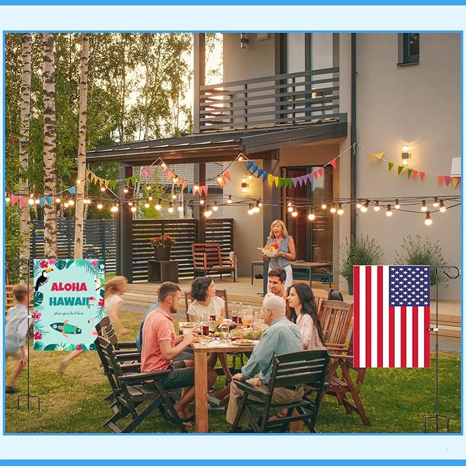 Sadnyy 10 Pack Garden Flag Stand for 13.5" Width 12 x 18 Inches Yard Flag Pole Holder Metal Powder Coated Weather Proof Holder with Anti Wind Clip for Farmhouse Outdoor Yard Lawn Decoration