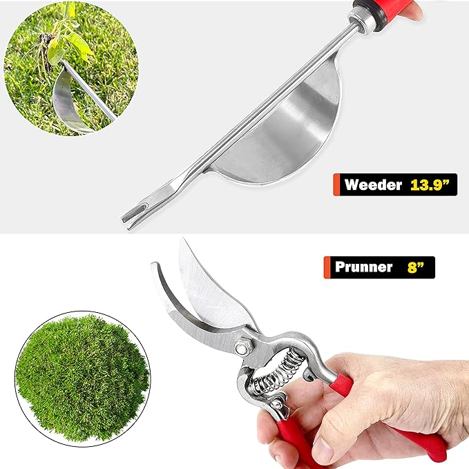 Wellmax 12-Piece Heavy-Duty Garden Tools Set with Bonus Accessories – Heavy Duty Garden Tools with Non-Slip Rubber Grip, Perfect for Digging, Weeding, Pruning & Planting