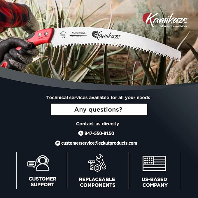 EZ Kut Kamikaze Saw Curved Blade with Scabbard - 19.3 Inch Heavy Duty Pruning - Carbon Hardened Steel Japanese Technology- Best Pruning Saw for Tree Trimming