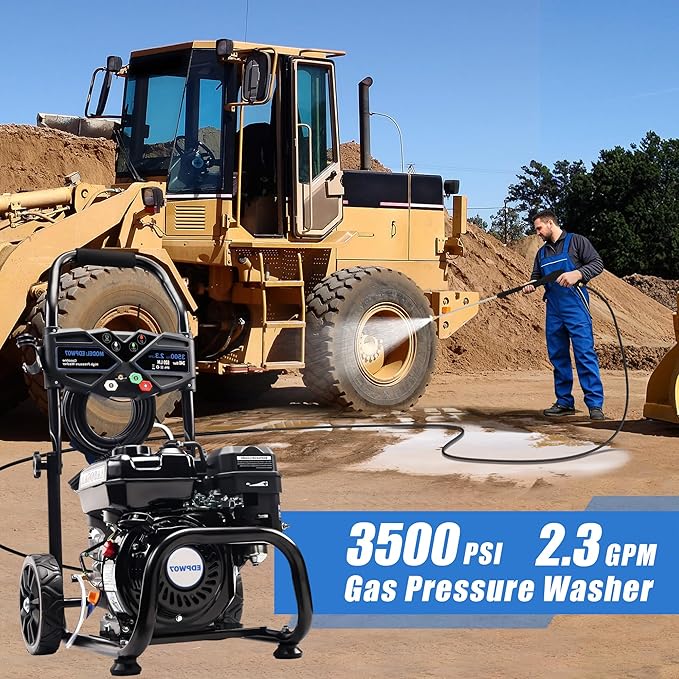 3500 PSI Gas Pressure Washer, 2.3 GPM Heavy-Duty High-Power Cleaner with 209CC 7HP Engine, 25Ft Hose, Axial Aluminum Pump, Soap Tank & 4 Quick-Connect Adjustable Nozzles (Black)
