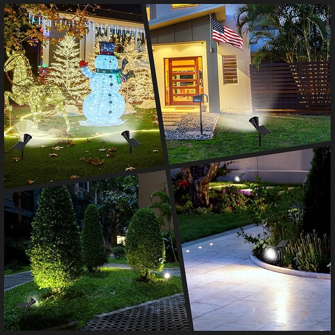 Solar Lights Outdoor, Ultra Bright 21 LEDs IP67 Waterproof Landscape Lighting for Outside, 2-in-1 Adjustable Solar Wall Lights for Garden Yard Pathway - Auto On/Off, 4 Pack (Cool White)