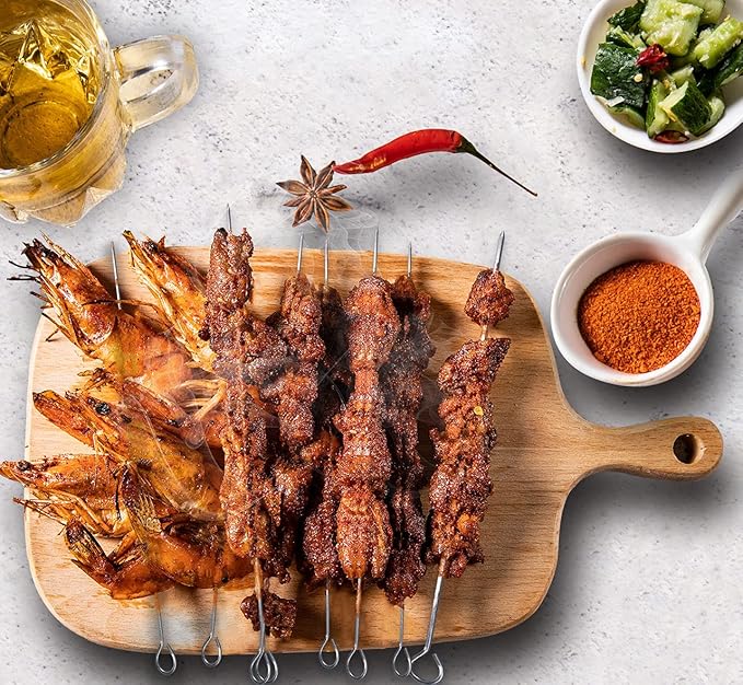 10 inch Barbecue Skewers, HONSHEN Metal BBQ Sticks,12Pack Stainless Steel Square Skewer,Kebob,kabob Sets for Grill Outings Cooking (BBQ Skewers Square 10inch-12p)