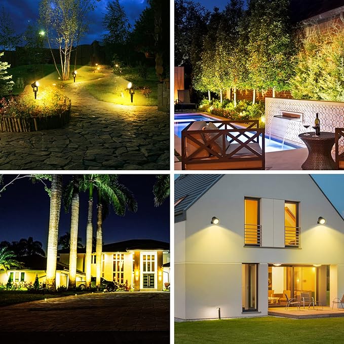 T-SUNUS Halloween Solar Landscape Spotlights 2 Pack Warm White, IP65 Waterproof Spot Lights 9.8ft Cable, Outdoor 3000K Garden Light Separated Panel for Christmas Tree Flag Yard Driveway Walkway Pool