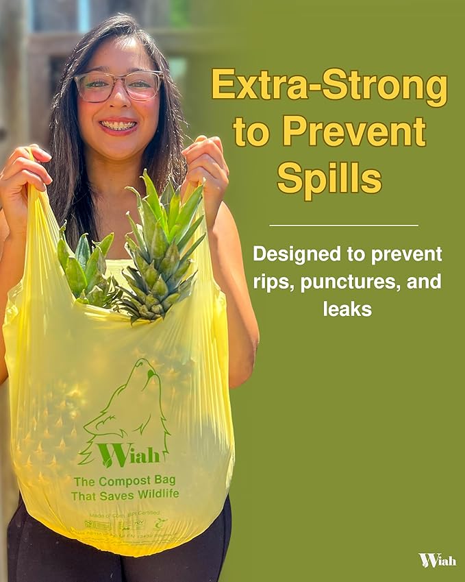 Small Compost Bags for Countertop Bin - Extra Strong 50-Count Compostable Trash Bags 3 Gallon - BPI Certified - Supports Wildlife - Premium 3 Gallon Compostable Bags for Kitchen Compost Bin