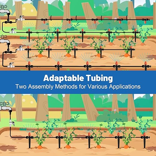 120FT Drip Irrigation Kit for Garden, Quick-Connect Raised Bed Watering System with 1/2" & 1/4", Plant Accessories, Drip Line Kit for Greenhouse, Raised Bed, DIY Micro Sprinklers Set for Yard Outside