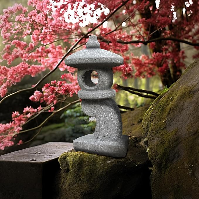 14’’ High Asian Solar-Powered Zen Pagoda Garden Statue LED Light Solar Lamp for Outdoor Japanese Decoration Aesthetic Garden Figurines