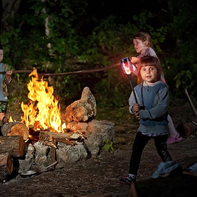 Toodour Solar Torch Flame Lights, 6 Pack Solar Lights Outdoor with Flickering Flame, Waterproof Solar Pathway Lights Landscape Decoration Lighting for Garden, Lawn, Yard, Outdoor Decor - Red