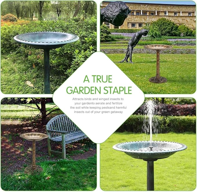 KKY 28 Inch Bird Bath Outdoor Garden Resin Lightweight Retro Courtyard Art Copper Color