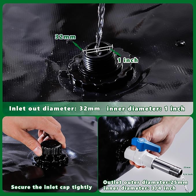 MXQMKL 330 L/87.1 gal Water Bladder Storage Containers, Foldable Portable Water Tank Large Capacity Soft Water Bag, Drought Resistance, Fire Prevention, Emergency Water