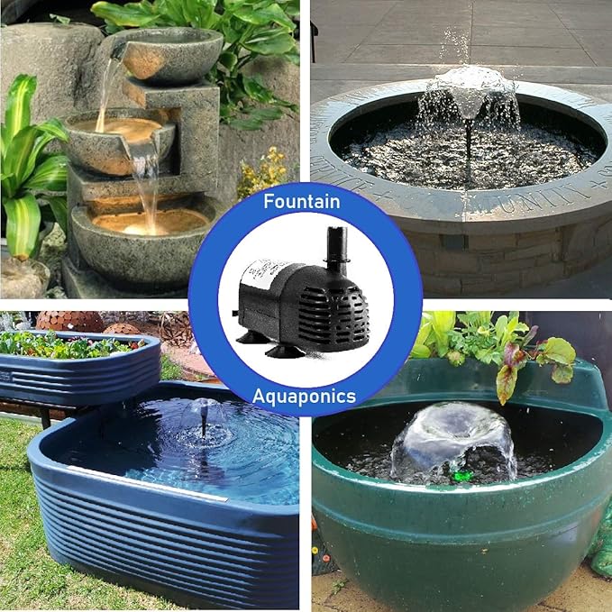 12V-24V DC Brushless Submersible Water Pump 196 GPH for Solar Fountain Hydroponics and Aquaponics