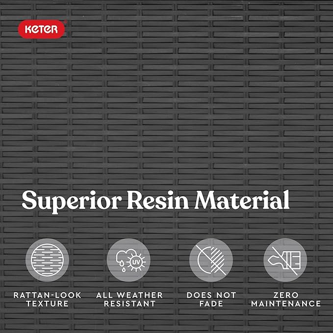 Keter Java XXL 230 Gallon Resin Rattan Look Large Outdoor Storage Deck Box for Patio Furniture Cushions, Pool Toys, and Garden Tools, Dark Grey