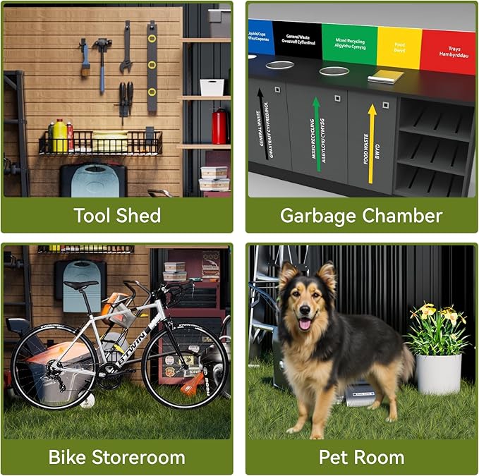 COMHOMA Shed Outdoor Storage Shed Metal,Lockable Doors Tool Sheds with Sloping Roof,Steel Garden Shed with Air Vent for Backyard,Patio,Lawn,Poolside (Grey, 10'*10')